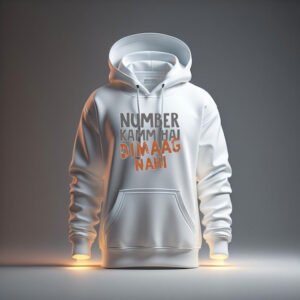 number kam hein dimag nhi white hoodie